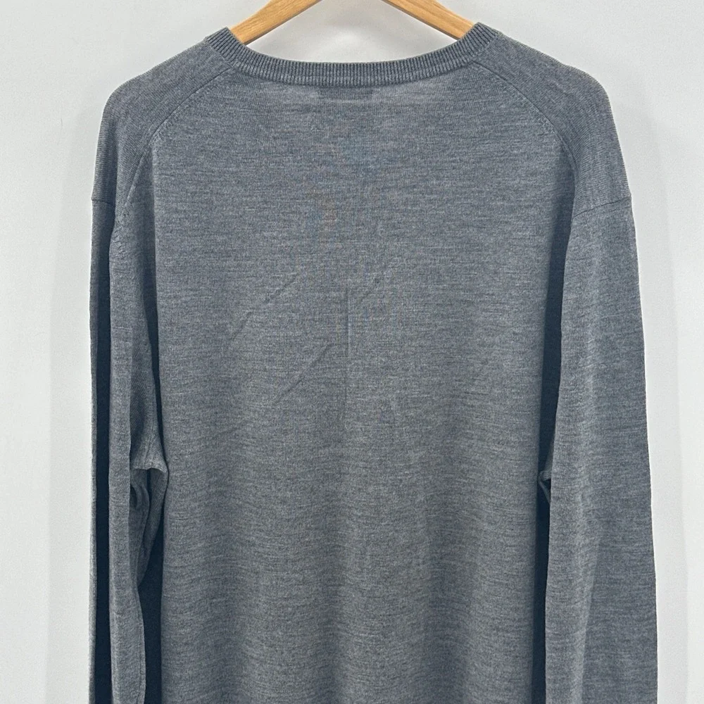 Joseph Abboud Men's 100% Extra Fine‎ Merino Wool Gray V Neck Sweater 3XLT Office
